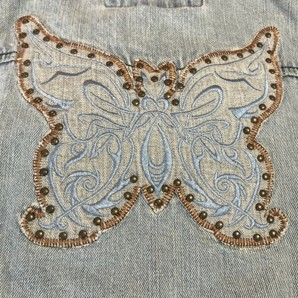 D. Jeans Sleeveless Cropped Vest With Butterfly Back Embellishments Junior Large - Picture 8 of 11